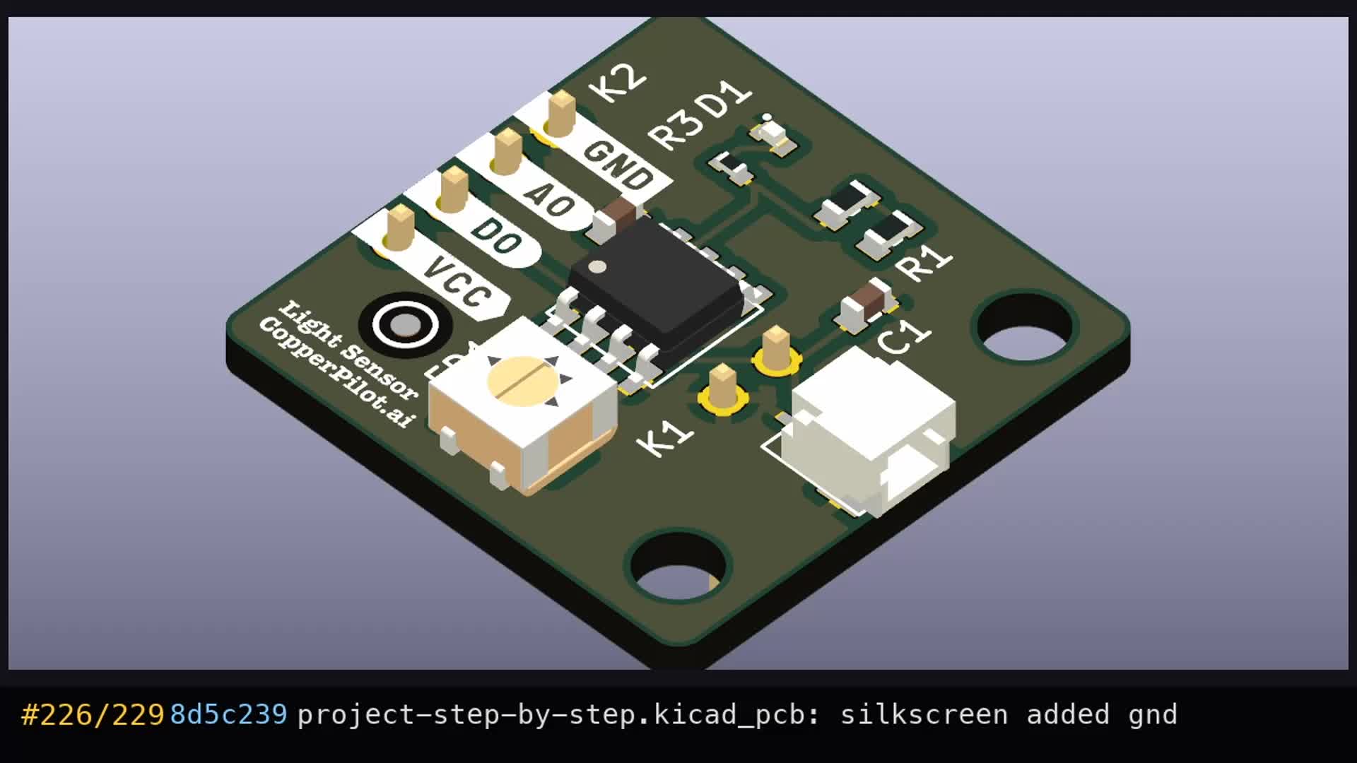 Light sensor module, built end-to-end in KiCad