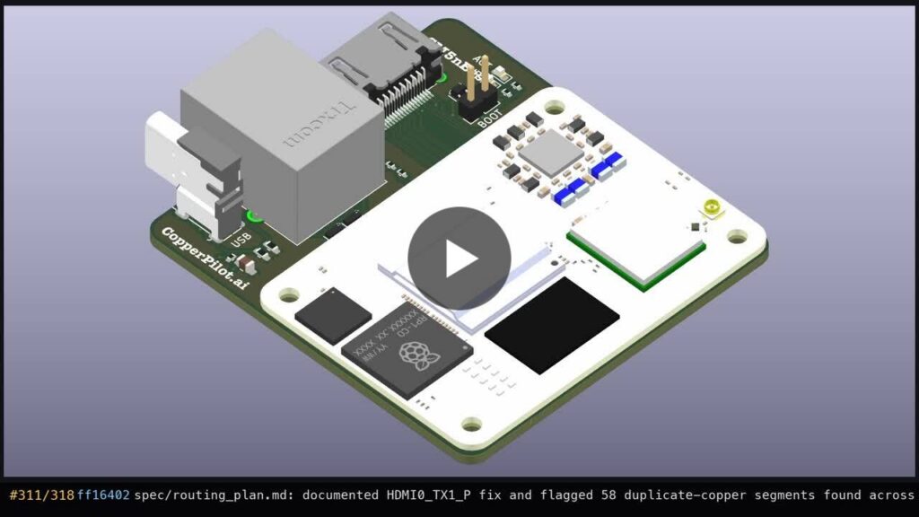 CopperPilot builds a Raspberry Pi CM5 carrier in KiCad