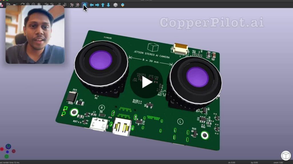 Jetson Nano stereo camera carrier board designed in KiCad with CopperPilot